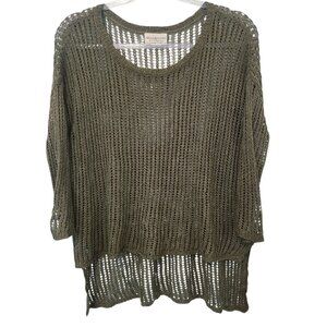 Denim & Supply Ralph Lauren Sweater Womens XS Olive Green Knit See Through Pullo